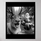 Funny Santa Claus In Sleigh With Reindeer Christma Poster (Vorne)