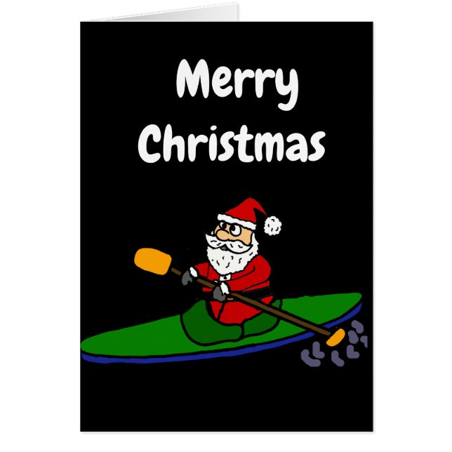 Funny Santa Claus Kayaking Weihnachts-Cartoon (Vorne)