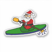 Funny Santa Claus Kayaking Weihnachts-Cartoon Aufkleber (Vorderseite)