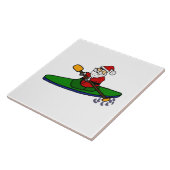 Funny Santa Claus Kayaking Weihnachts-Cartoon Fliese (Seite)