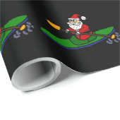 Funny Santa Claus Kayaking Weihnachts-Cartoon Geschenkpapier (Rolleneckpunkt)