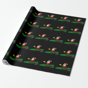 Funny Santa Claus Kayaking Weihnachts-Cartoon Geschenkpapier