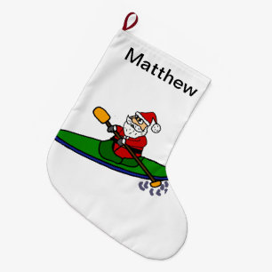 Funny Santa Claus Kayaking Weihnachts-Cartoon Großer Weihnachtsstrumpf