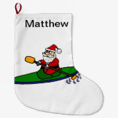 Funny Santa Claus Kayaking Weihnachts-Cartoon Großer Weihnachtsstrumpf (Vorderseite)