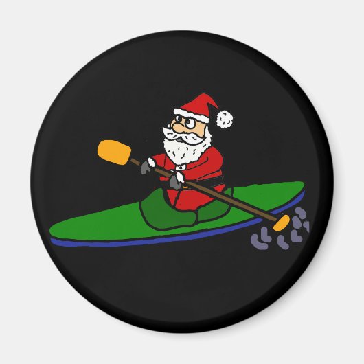 Funny Santa Claus Kayaking Weihnachts-Cartoon Magnet (Vorne)