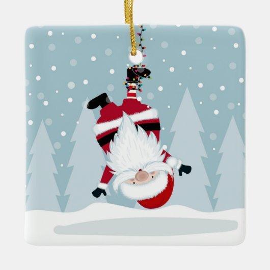 Funny Santa Claus Keramikornament (Vorderseite)