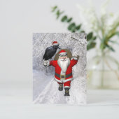 Funny Santa Claus Lieben Ravens Feiertagspostkarte (Stehend Vorderseite)
