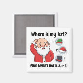 Funny Santa Claus Lost Hat Matching Game Magnet (Vorderseite/Rückseite)