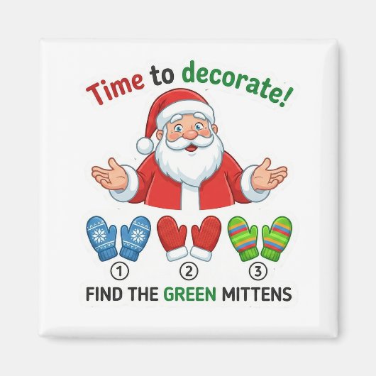 Funny Santa Claus Lost Hat Matching Game Magnet (Vorne)