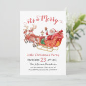 Funny Santa Claus Merry Christmas Kleines Party Einladung (Stehend Vorderseite)