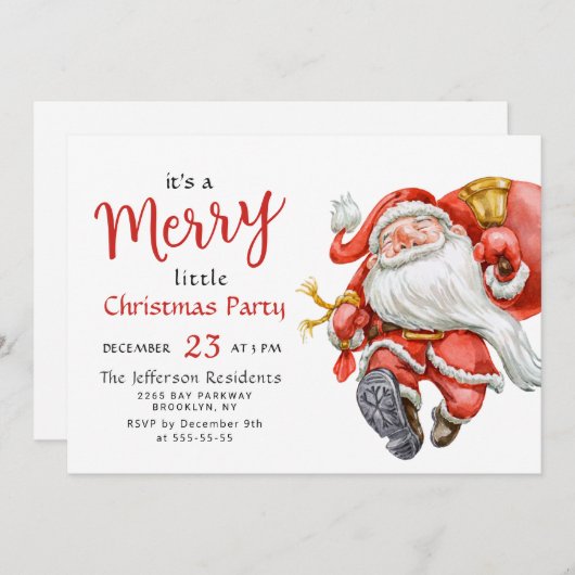 Funny Santa Claus Merry Christmas Kleines Party Einladung (Vorne/Hinten)