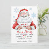 Funny Santa Claus Merry Christmas Kleines Party Einladung (Stehend Vorderseite)