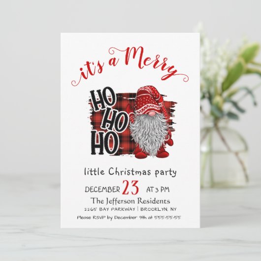 Funny Santa Claus Merry Christmas Kleines Party Einladung (Stehend Vorderseite)