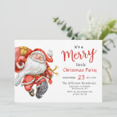Funny Santa Claus Merry Christmas Kleines Party Einladung (Stehend Vorderseite)