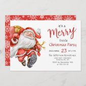 Funny Santa Claus Merry Christmas Kleines Party Einladung (Vorne/Hinten)