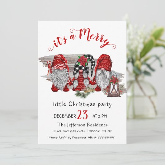 Funny Santa Claus Merry Christmas Kleines Party Einladung (Stehend Vorderseite)