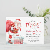 Funny Santa Claus Merry Christmas Kleines Party Einladung (Stehend Vorderseite)