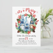 Funny Santa Claus Merry Christmas Kleines Party Einladung (Stehend Vorderseite)