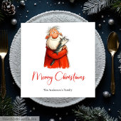 Funny Santa Claus Minimalist Christmas Dinner Serviette