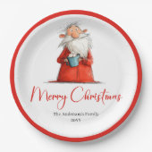 Funny Santa Claus Minimalist Holiday Tableware Pappteller (Vorderseite)