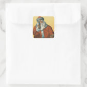 Funny Santa Claus mit einer Weihnachtswaffe Quadratischer Aufkleber (Tasche)