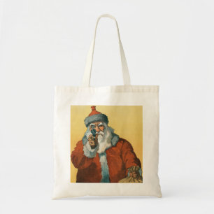 Funny Santa Claus mit einer Weihnachtswaffe Tragetasche