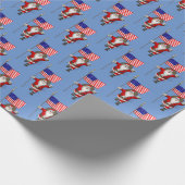 Funny Santa Claus mit Fahne aus den USA Geschenkpapier (Ecke)
