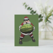 Funny Santa Claus mit Riesenmelon Feiertagspostkarte (Stehend Vorderseite)