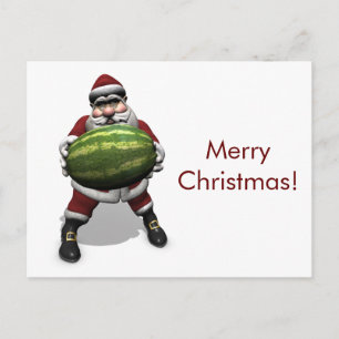 Funny Santa Claus mit Riesenmelon Feiertagspostkarte