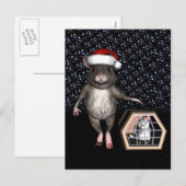 Funny Santa Claus Mouse Feiertagspostkarte (Vorne/Hinten)