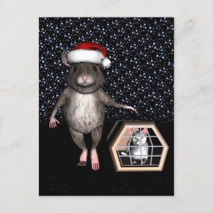 Funny Santa Claus Mouse Feiertagspostkarte