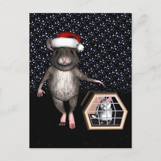 Funny Santa Claus Mouse Feiertagspostkarte (Vorderseite)