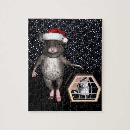 Funny Santa Claus Mouse Puzzle (Vertikal)