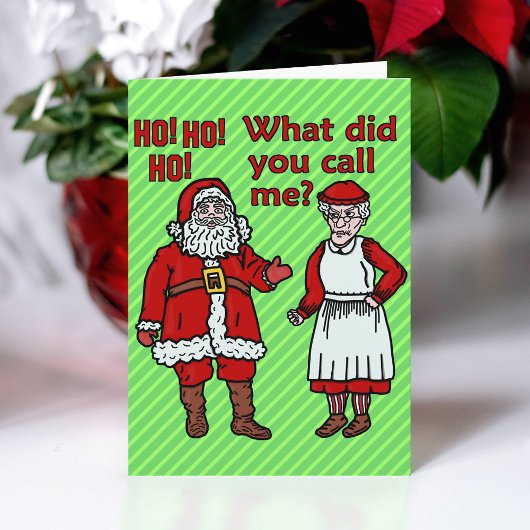 Funny Santa Claus & Mrs. Christmas Feiertagskarte
