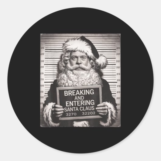 Funny Santa Claus Mugshot Christmas – Santa Xmas  Runder Aufkleber (Vorderseite)