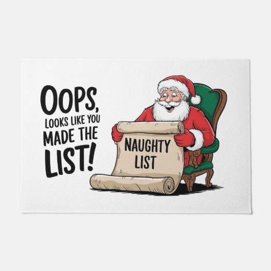 Funny Santa Claus Naughty List Weihnachtsdesign Fußmatte (Vorderseite)
