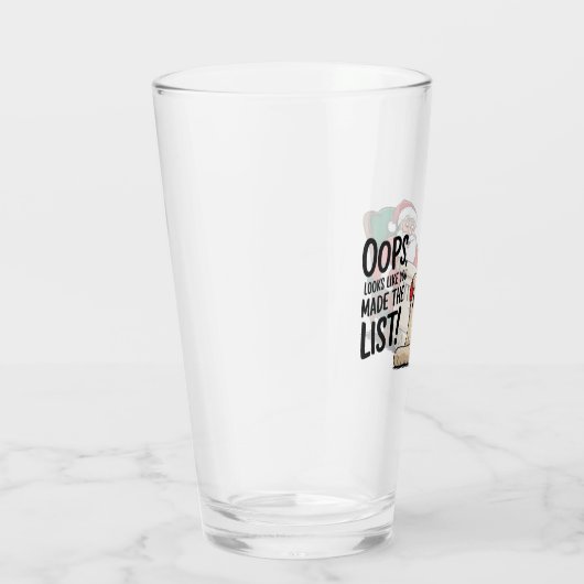 Funny Santa Claus Naughty List Weihnachtsdesign Glas (Rechts)