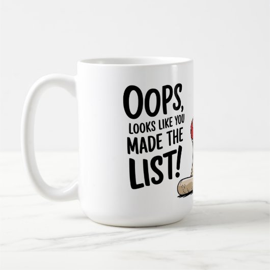 Funny Santa Claus Naughty List Weihnachtsdesign Kaffeetasse (Links)