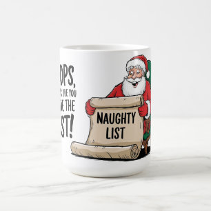 Funny Santa Claus Naughty List Weihnachtsdesign Kaffeetasse