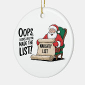 Funny Santa Claus Naughty List Weihnachtsdesign Keramik Ornament (Links)