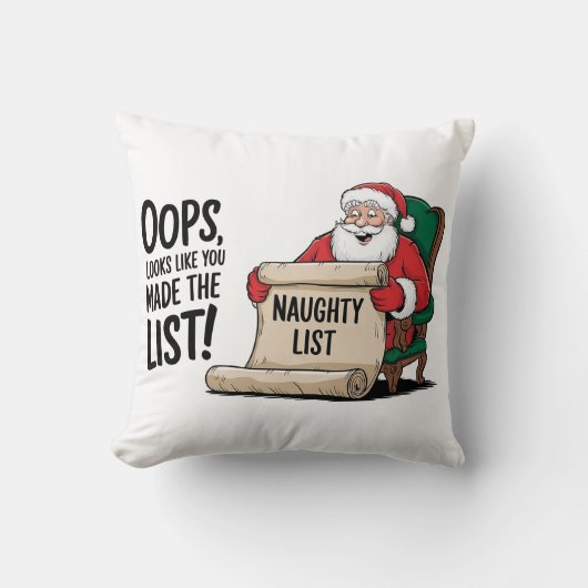 Funny Santa Claus Naughty List Weihnachtsdesign Kissen (Vorderseite)