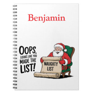 Funny Santa Claus Naughty List Weihnachtsdesign Notizblock