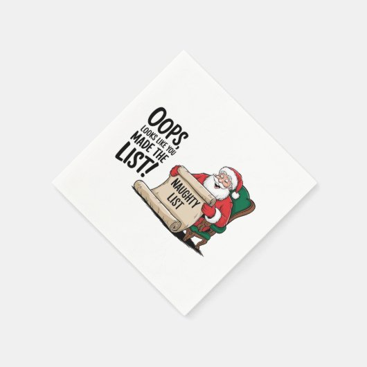 Funny Santa Claus Naughty List Weihnachtsdesign Serviette (Ecke)