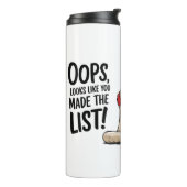 Funny Santa Claus Naughty List Weihnachtsdesign Thermosbecher (Nach links gedreht)