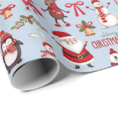 Funny Santa Claus & Niedliche Weihnachtsleute Vint Geschenkpapier (Rolleneckpunkt)