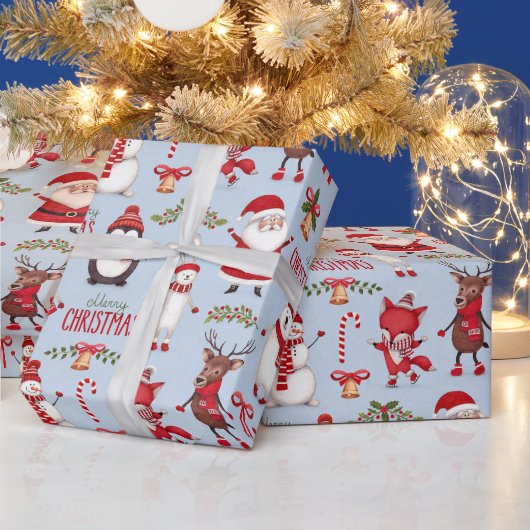 Funny Santa Claus & Niedliche Weihnachtsleute Vint Geschenkpapier (Feiertage)