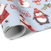 Funny Santa Claus & Niedliche Weihnachtsleute Vint Geschenkpapier (Rolleneckpunkt)