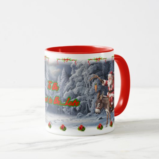 Funny Santa Claus on a Donkey on a Ceramic Coffee Tasse (VorderseiteRechts)