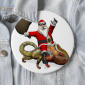 Funny Santa Claus On Huge Panther Chameleon Button (Beispiel)