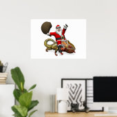 Funny Santa Claus On Huge Panther Chameleon Poster (Heimbüro)